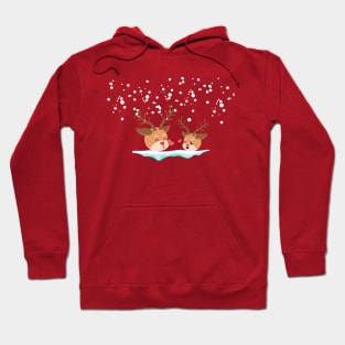 Christmas Reindeer and falling snow Hoodie